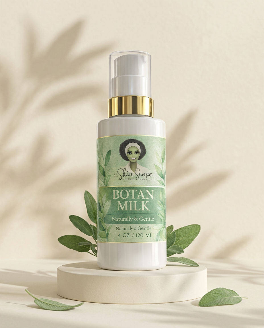 Botan Milk bottle on a green leaf